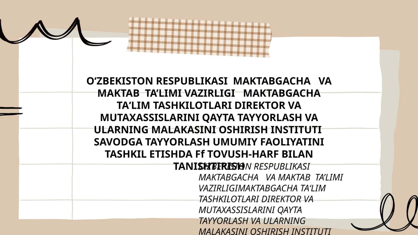 SAVODGA TAYYORLASH UMUMIY FAOLIYATINI TASHKIL ETISHDA Ff TOVUSH-HARF BILAN TANISHTIRISH 1