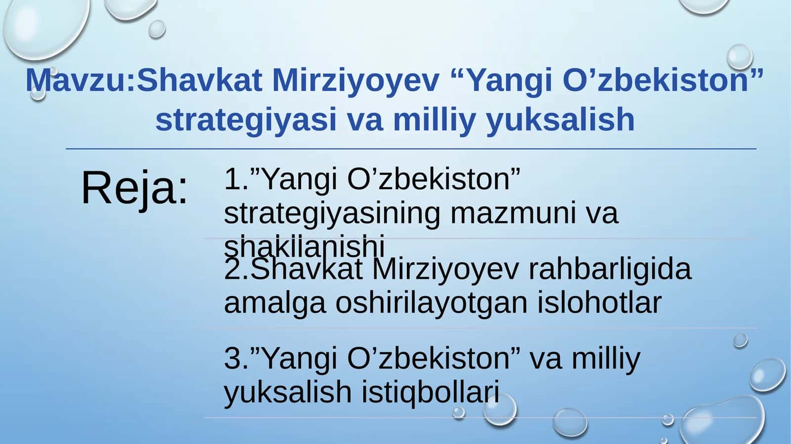 Shavkat Mirziyoyev “Yangi O’zbekiston” strategiyasi va milliy yuksalish 1