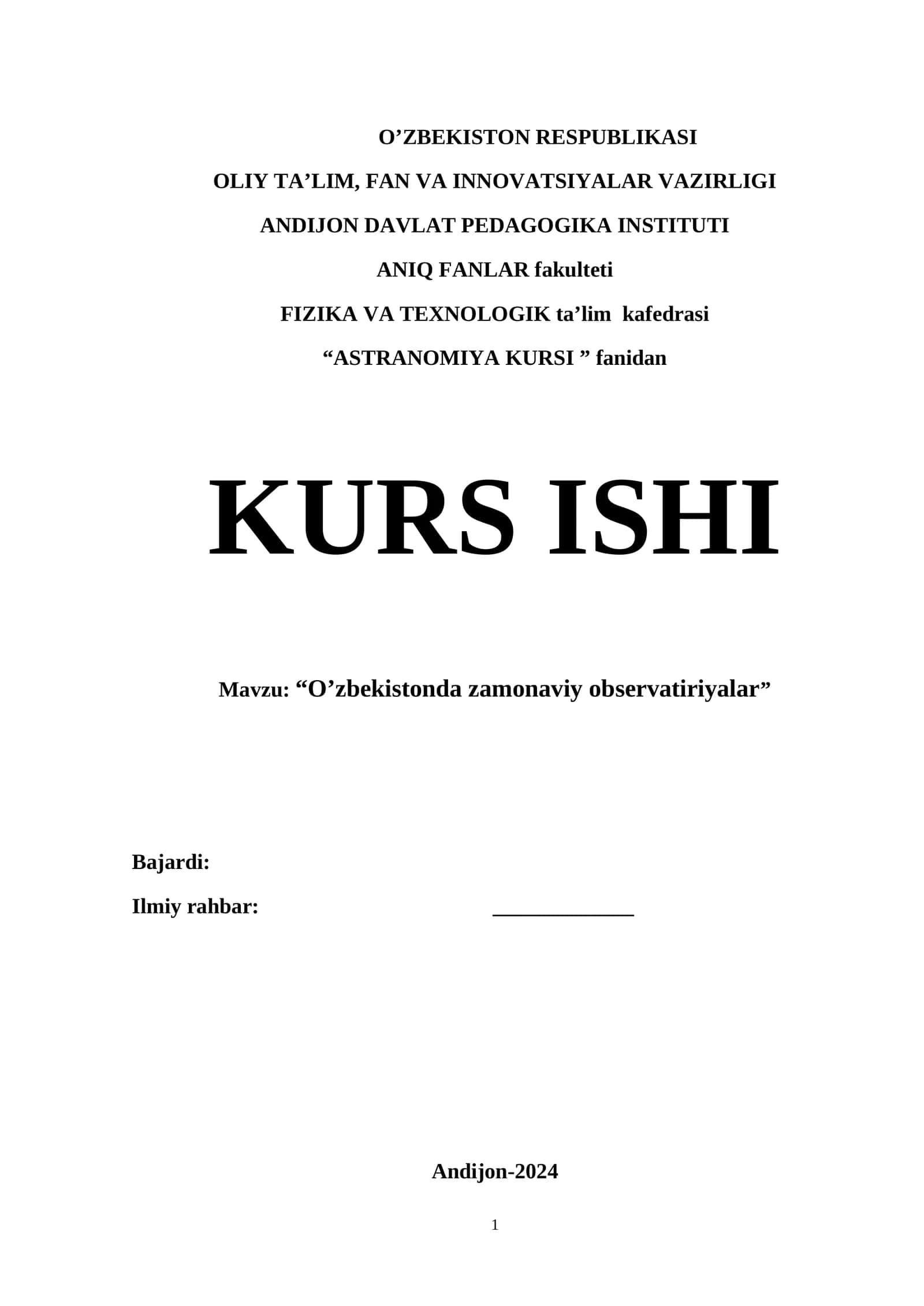 "ASTRANOMIYA KURSI" 1