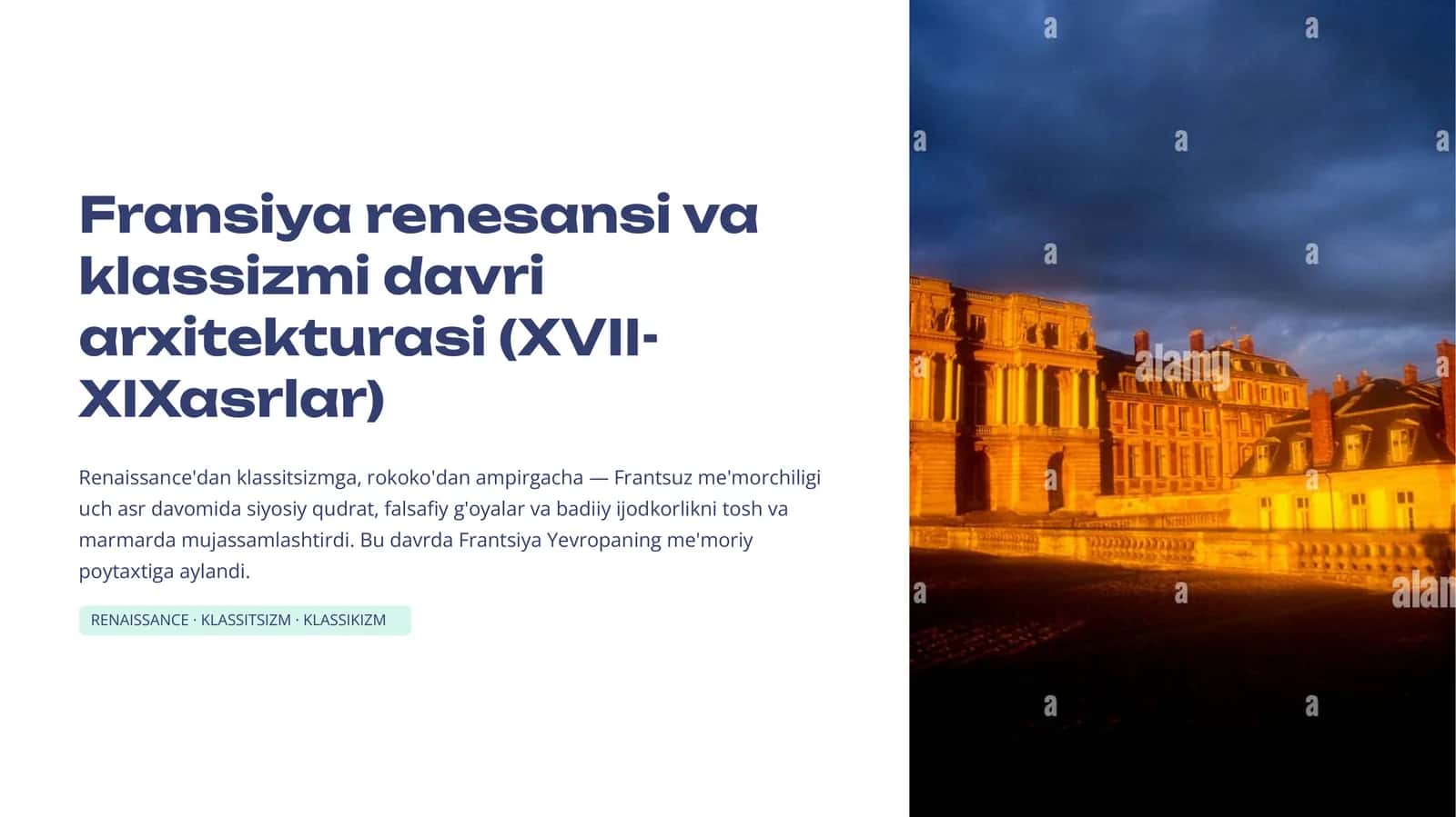 Fransiya renesansi va klassizmi davri arxitekturasi (XVII-XIXasrlar).pptx 1