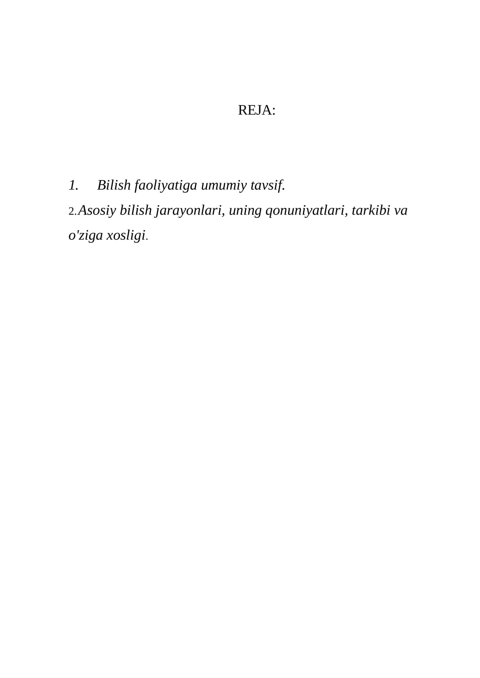 Bilish faoliyatiga umumiy tavsif 1