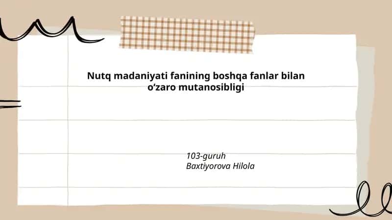 Nutq madaniyati fanining boshqa fanlar bilan o‘zaro mutanosibligi 1