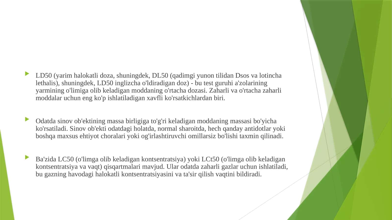 Ld50 (yarim halokatli doza) haqida 1