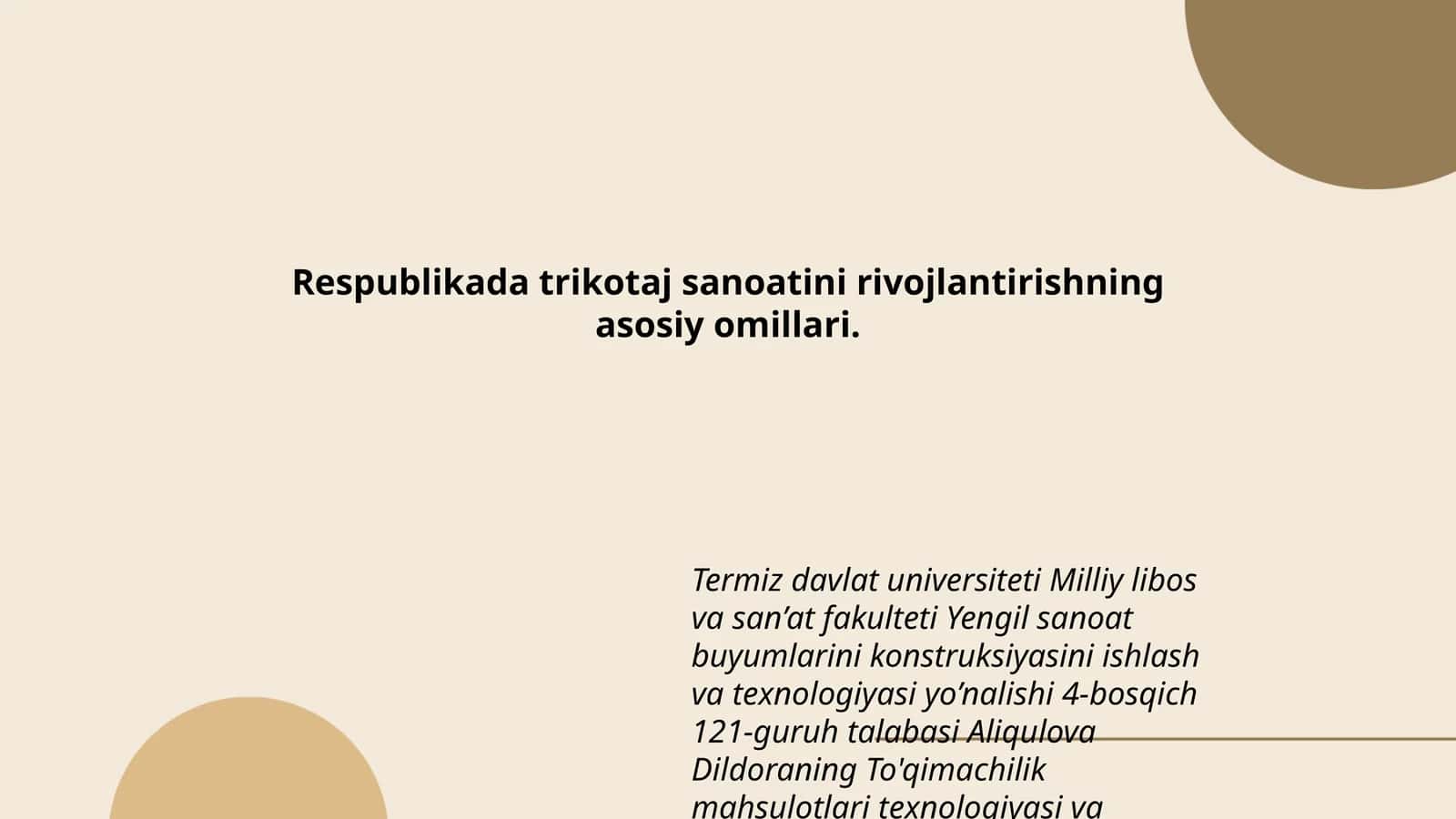 To'qimachilik mahsulotlari texnologiyasi va jihozlari 1