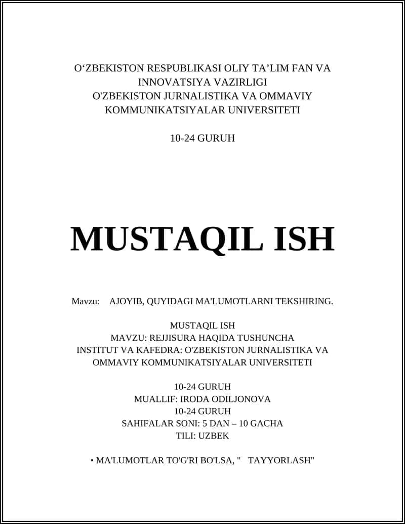 REJJISURA HAQIDA TUSHUNCHA 1