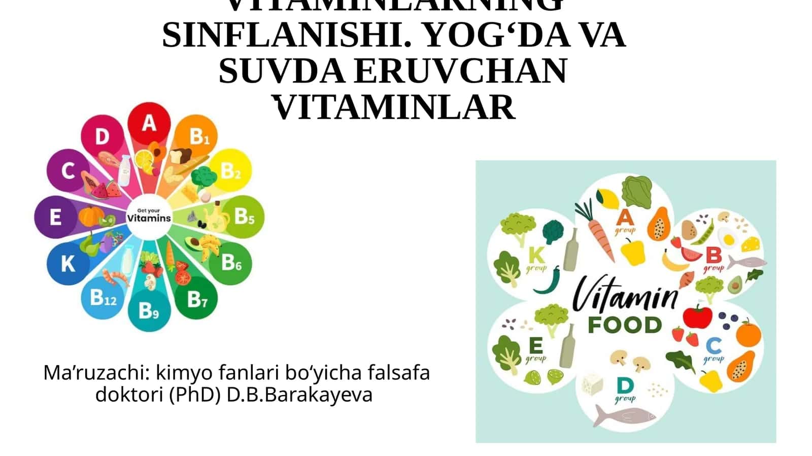 VITAMINLARNING SINFLANISHI. YOG‘DA VA SUVDA ERUVCHAN VITAMINLAR 1