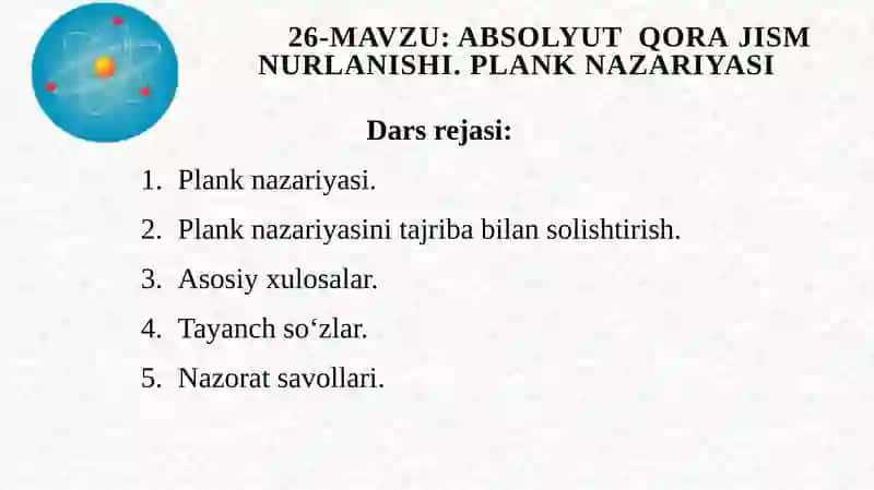 Plank nazariyasi