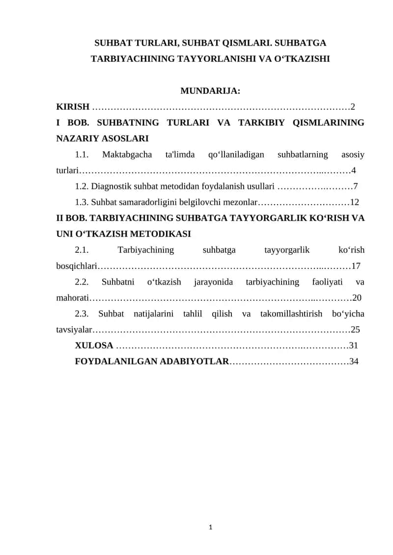 Suhbat Turlari va Qismlari 1