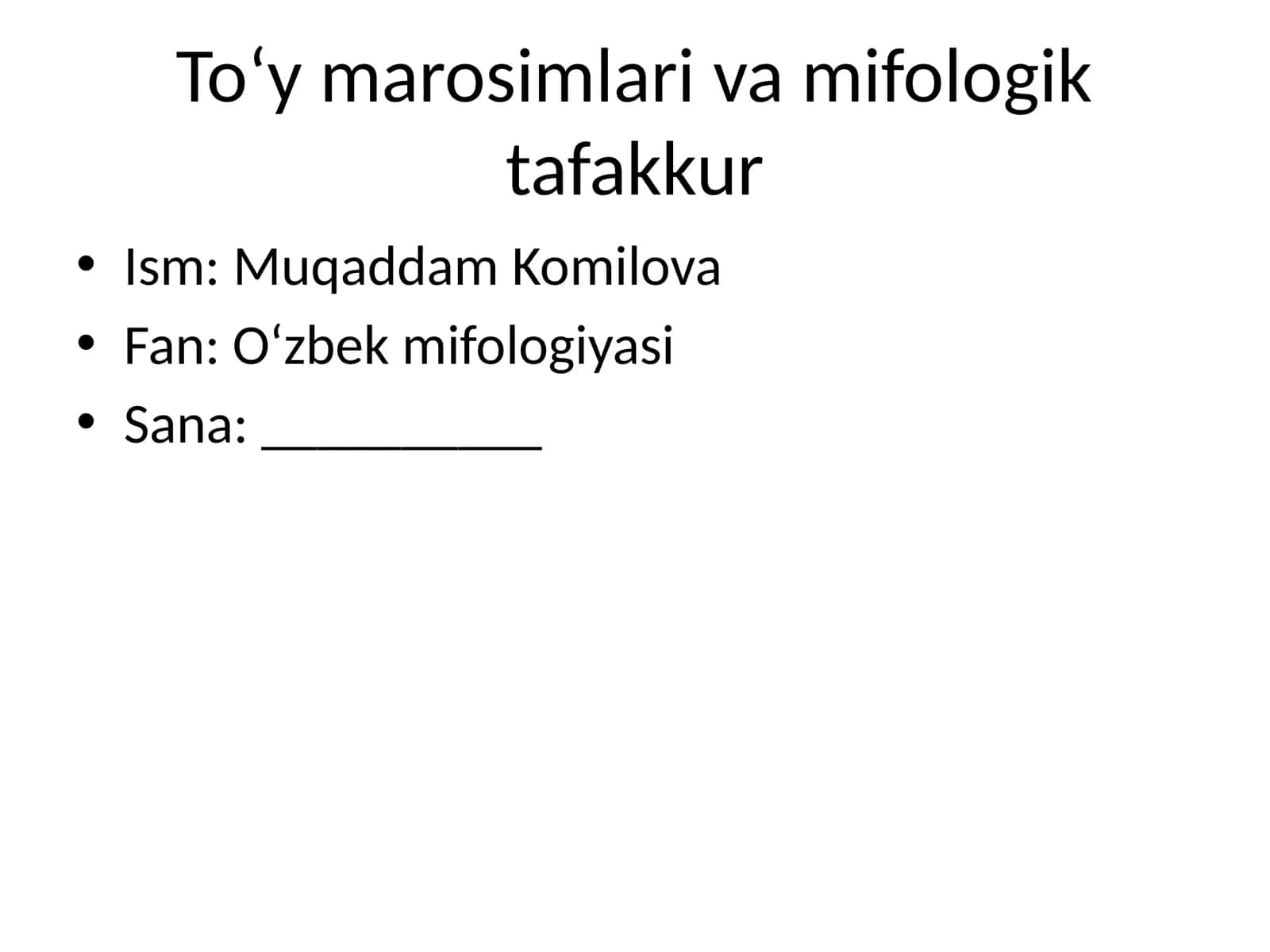 To‘y marosimlari va mifologik tafakkur 1