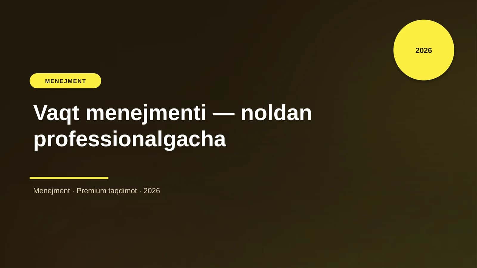Vaqt menejmenti — noldan professionalgacha 1