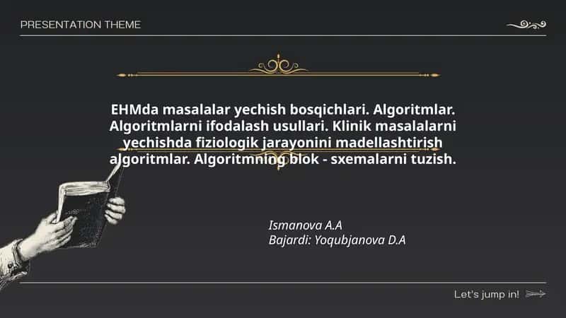EHMda masalalar yechish bosqichlari 1