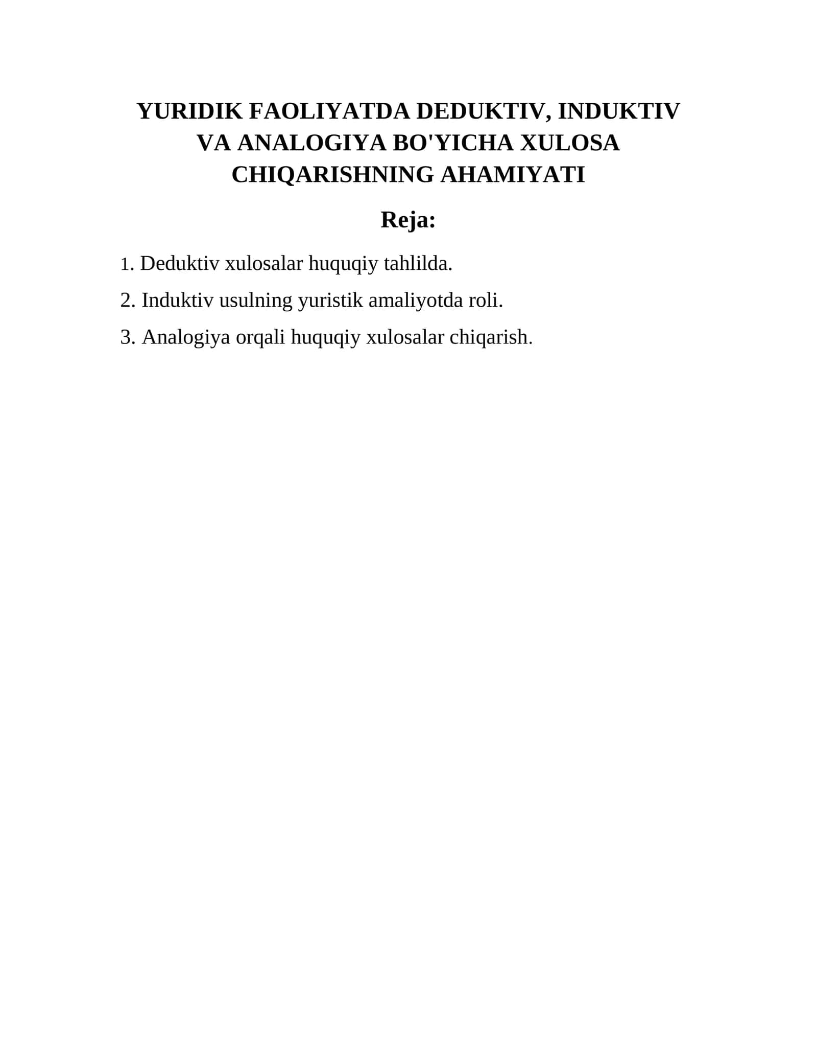 Deduktiv xulosalar huquqiy tahlilda 1