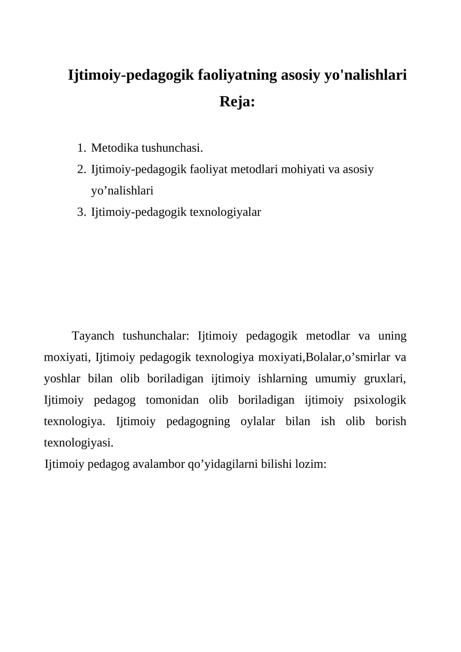 Ijtimoiy-pedagogik faoliyatning asosiy yo'nalishlari 1