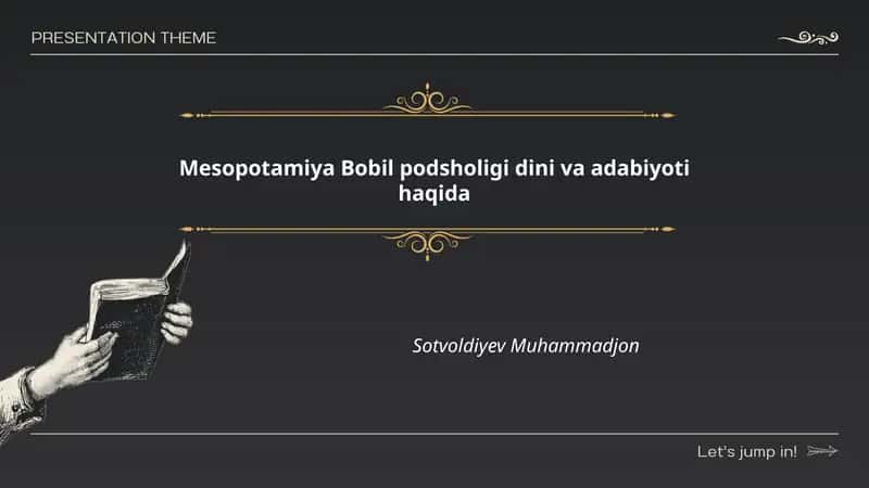 Mesopotamiya Bobil podsholigi dini va adabiyoti haqida 1