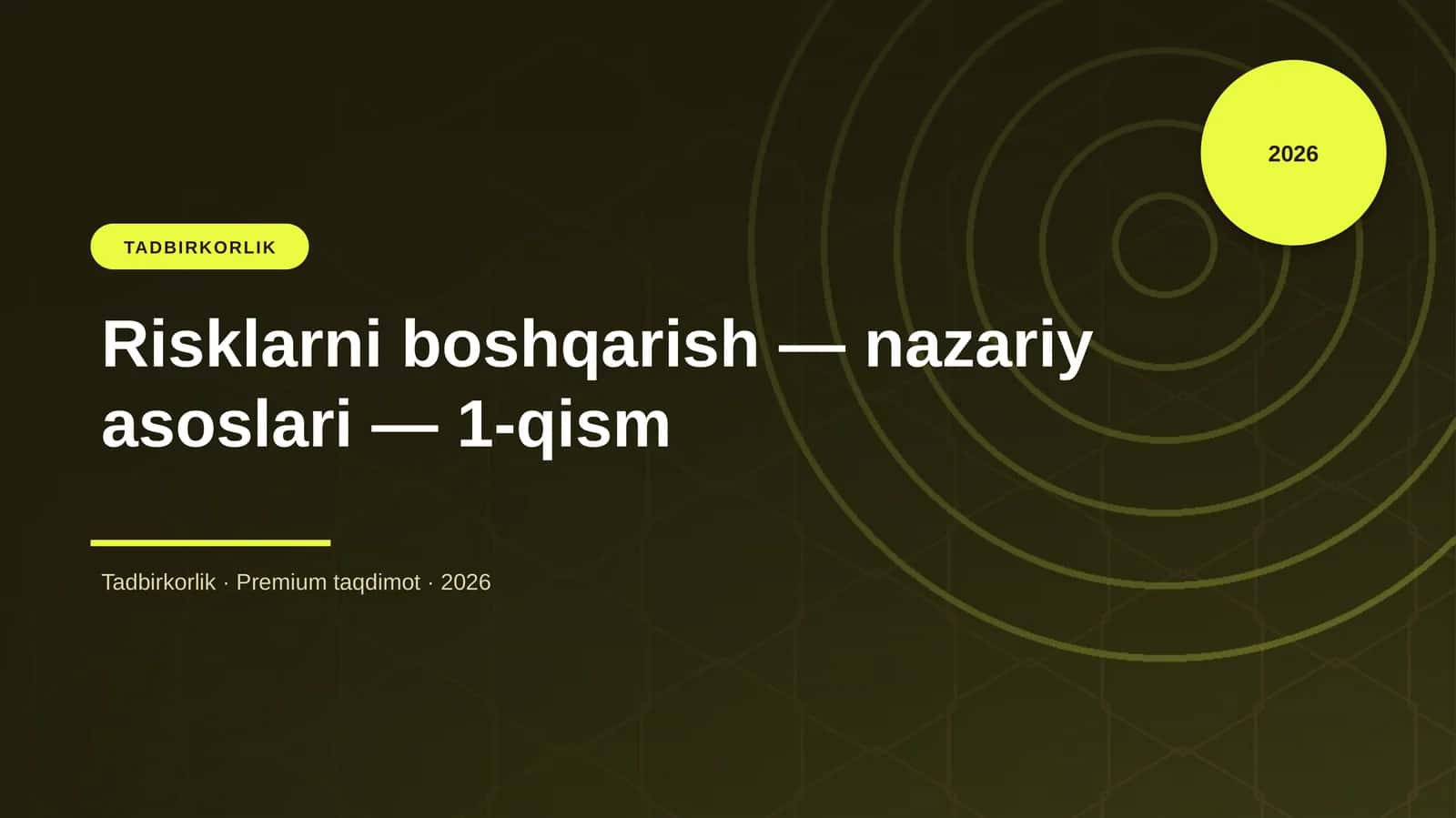 Risklarni boshqarish — nazariy asoslari — 1-qism 1