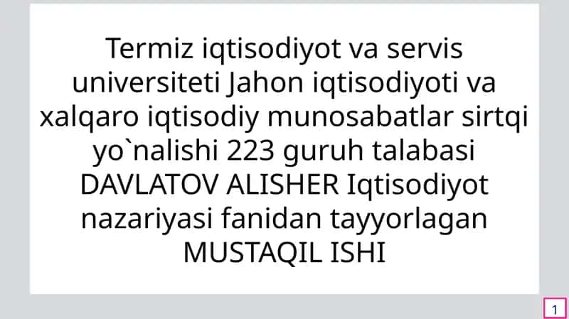 Xususiy mulkchilik tarmog’ini kengaytirish 1