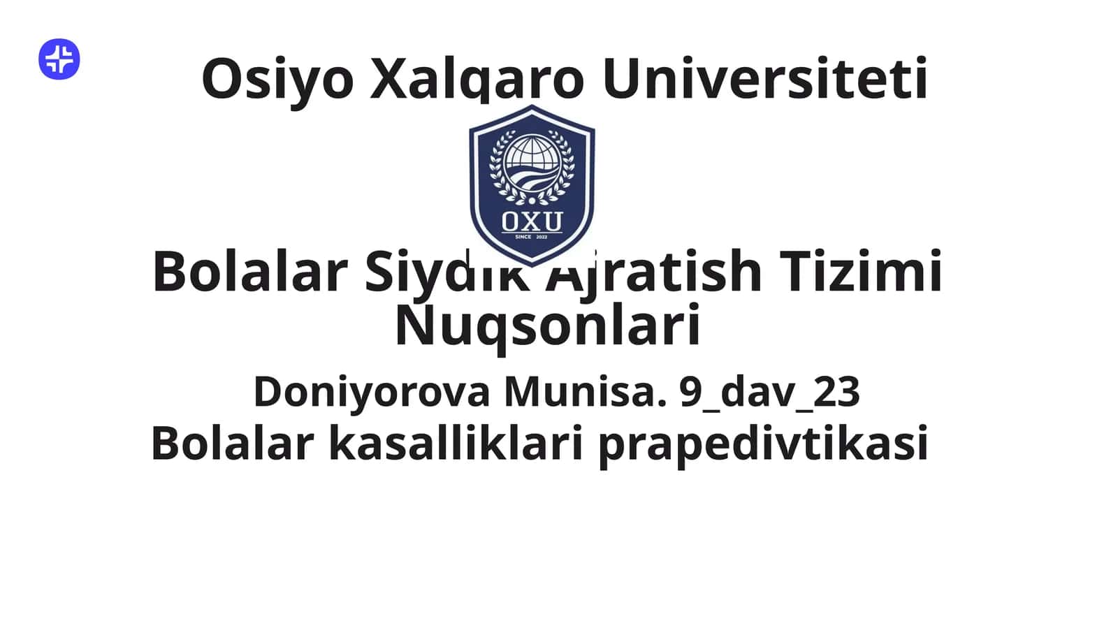 Bolalar Siydik Ajratish Tizimi Nuqsonlari 1