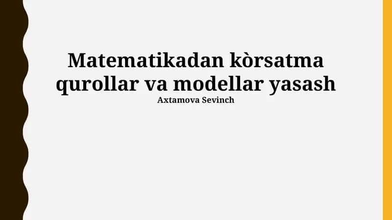 Matematikadan kòrsatma qurollar va modellar yasash 1