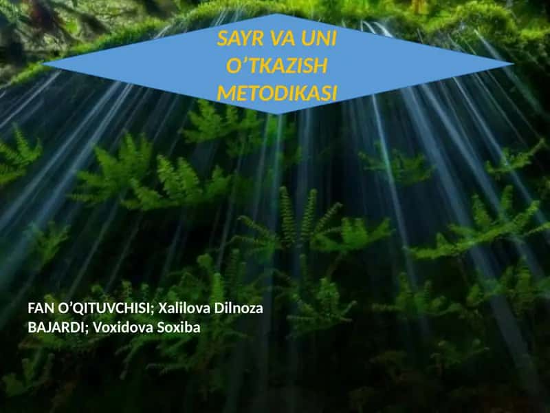 SAYR VA UNI O’TKAZISH METODIKASI 1