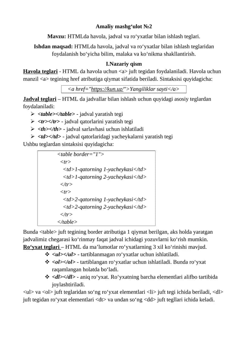 Amaliy mashg‘ulot №2 1