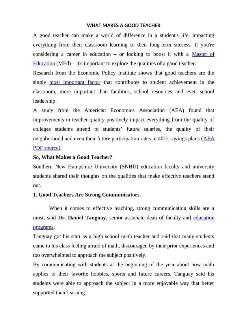 What Makes a Good Teacher 1