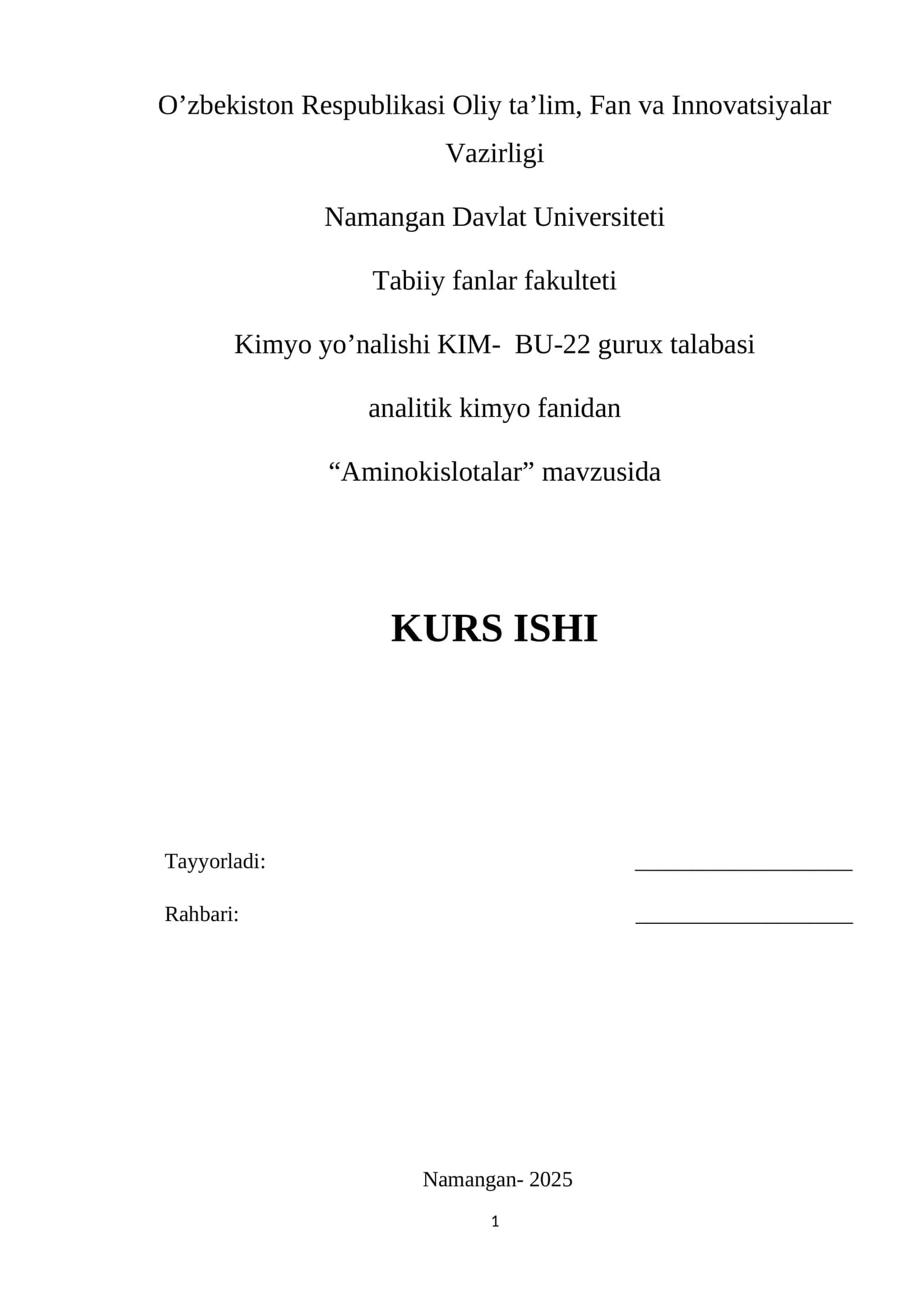 Aminokislotalar KURS ISHI 1
