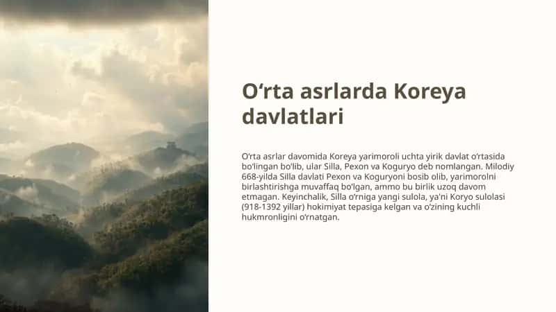 Koreya o'rta asrlarda xayoti 1