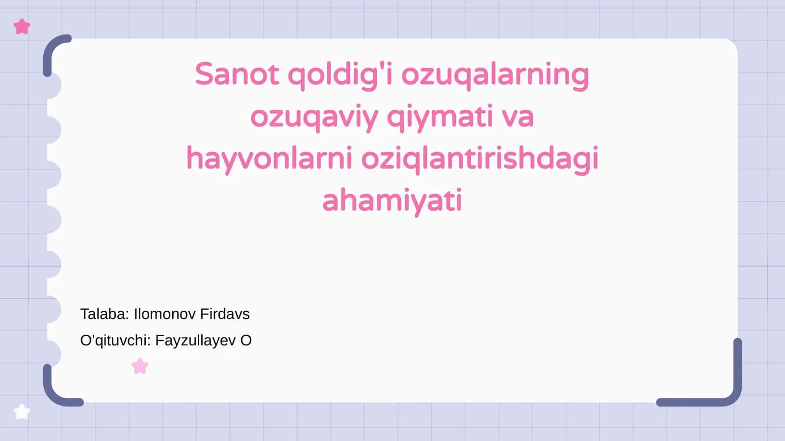 Sanot qoldig'i ozuqalarning ozuqaviy qiymati va hayvonlarni oziqlantirishdagi ahamiyati 1
