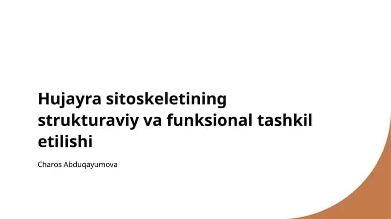 Hujayra sitoskeletining strukturaviy va funksional tashkil etilishi 1