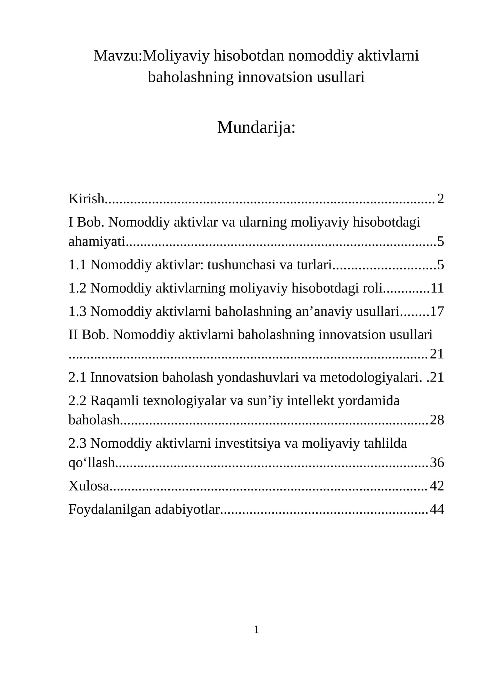 Moliyaviy hisobotdan nomoddiy aktivlarni baholashning innovatsion usullari 1