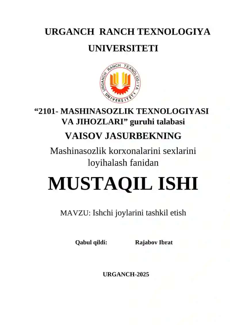 Ishchi jоylarini tashkil QILISH 1