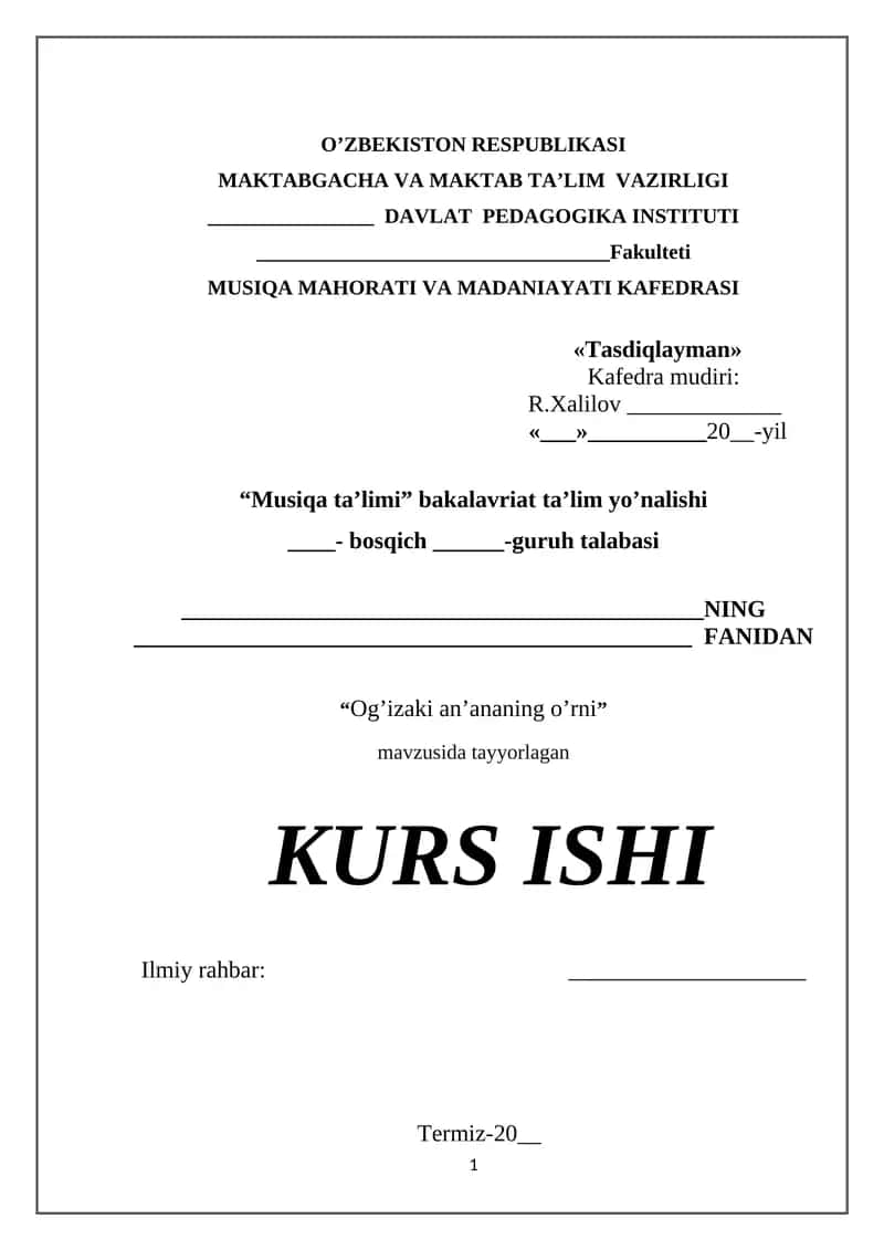 Og’izaki an’ananing o’rni 1