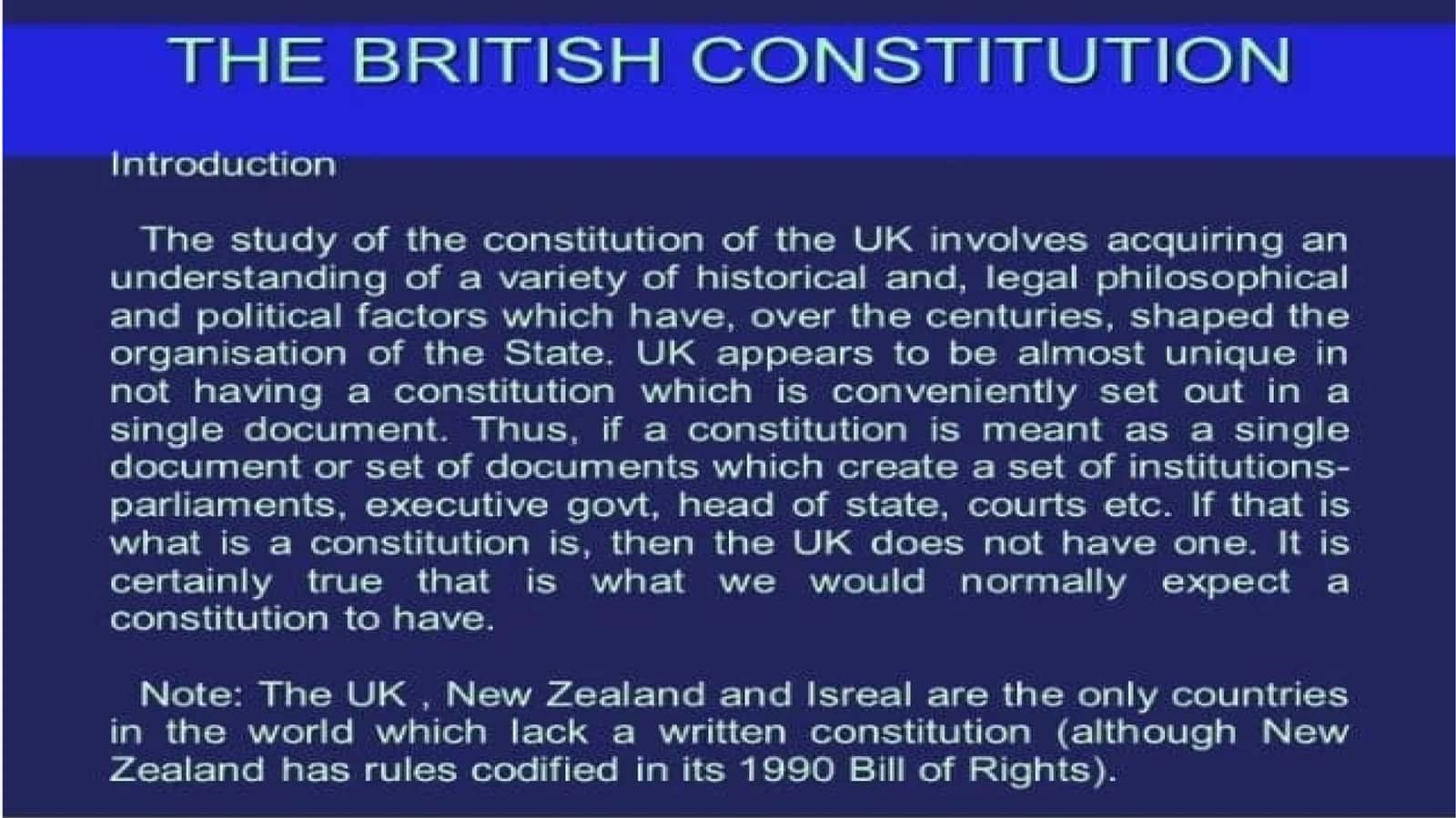 The British constitution 1