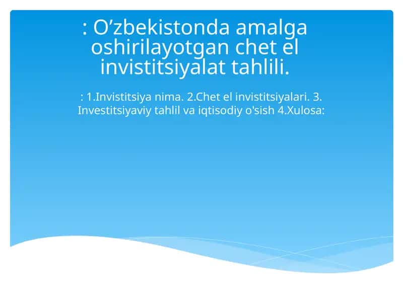 Chet el invistitsiyalat tahlili 1