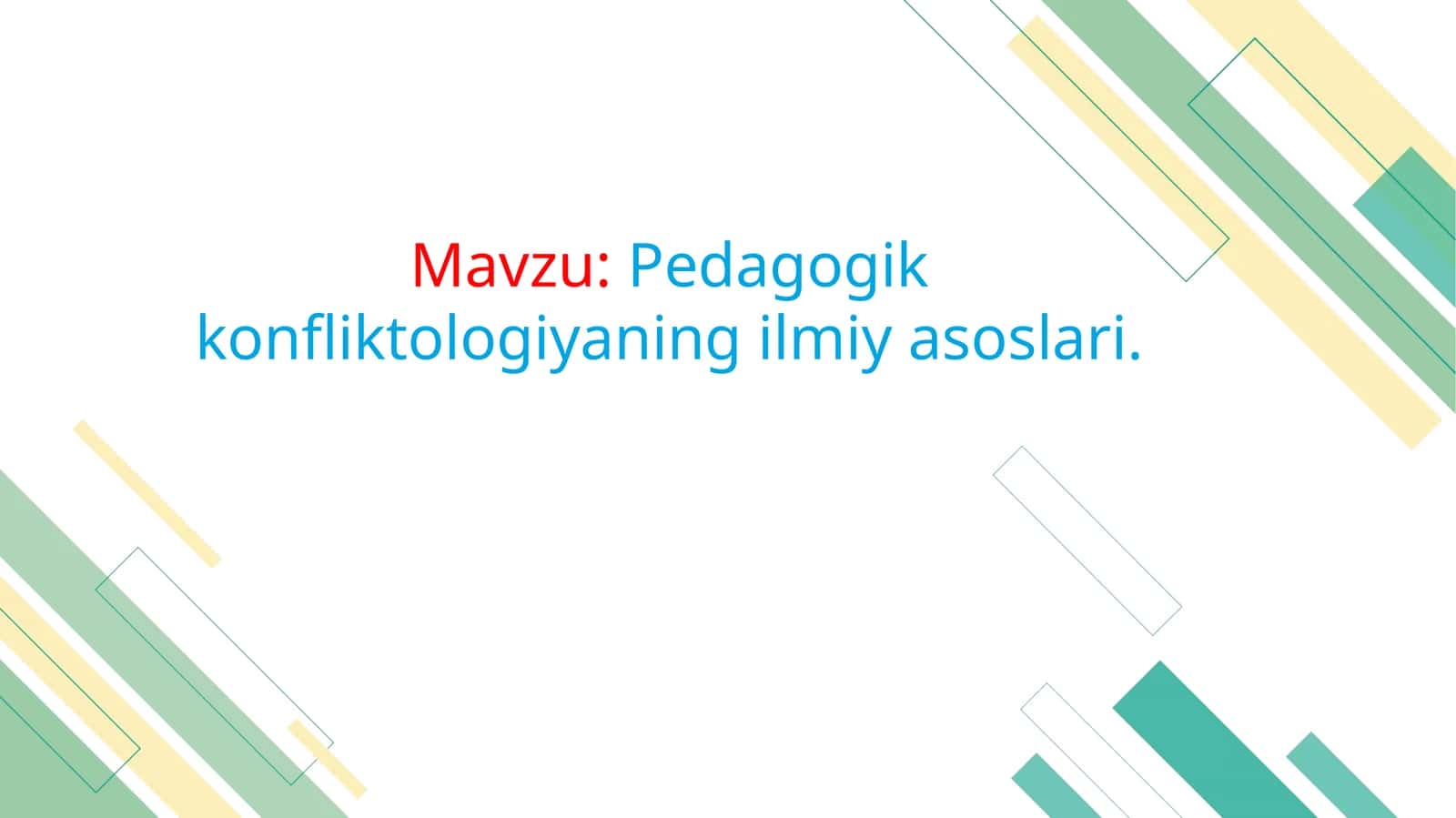 Pedagogik konfliktologiyaning ilmi yasoslari 1