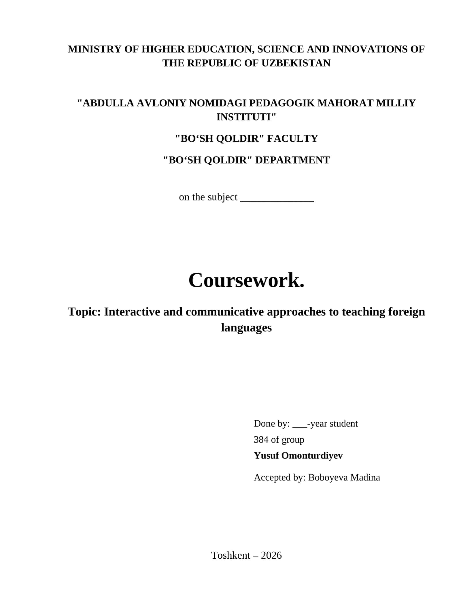 Interactive and communicative approaches to teaching foreign languages 1