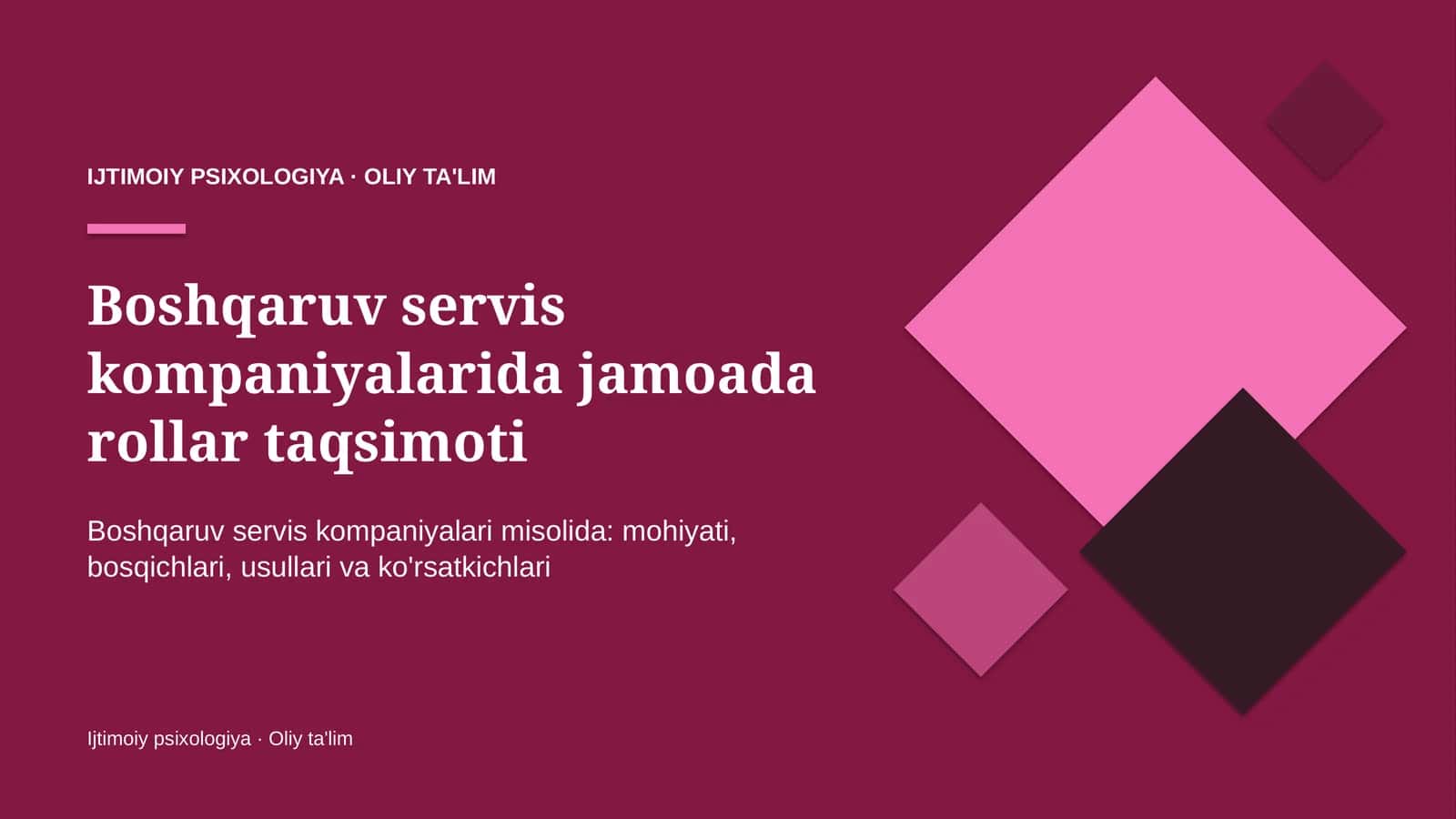 Ijtimoiy Psixologiya · Oliy Ta'lim 1