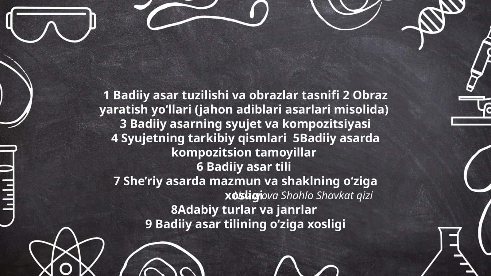 Badiiy asar tuzilishi va obrazlar tasnifi 1