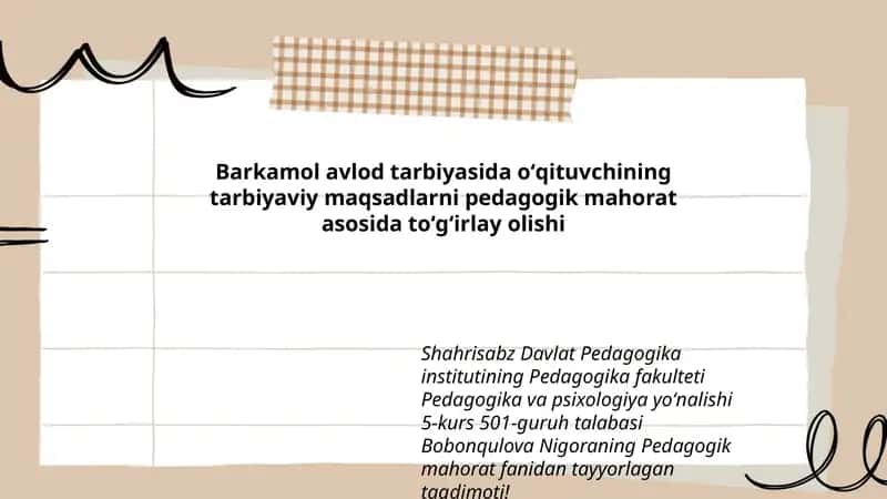 Pedagogik mahorat fanidan tayyorlagan taqdimoti 1