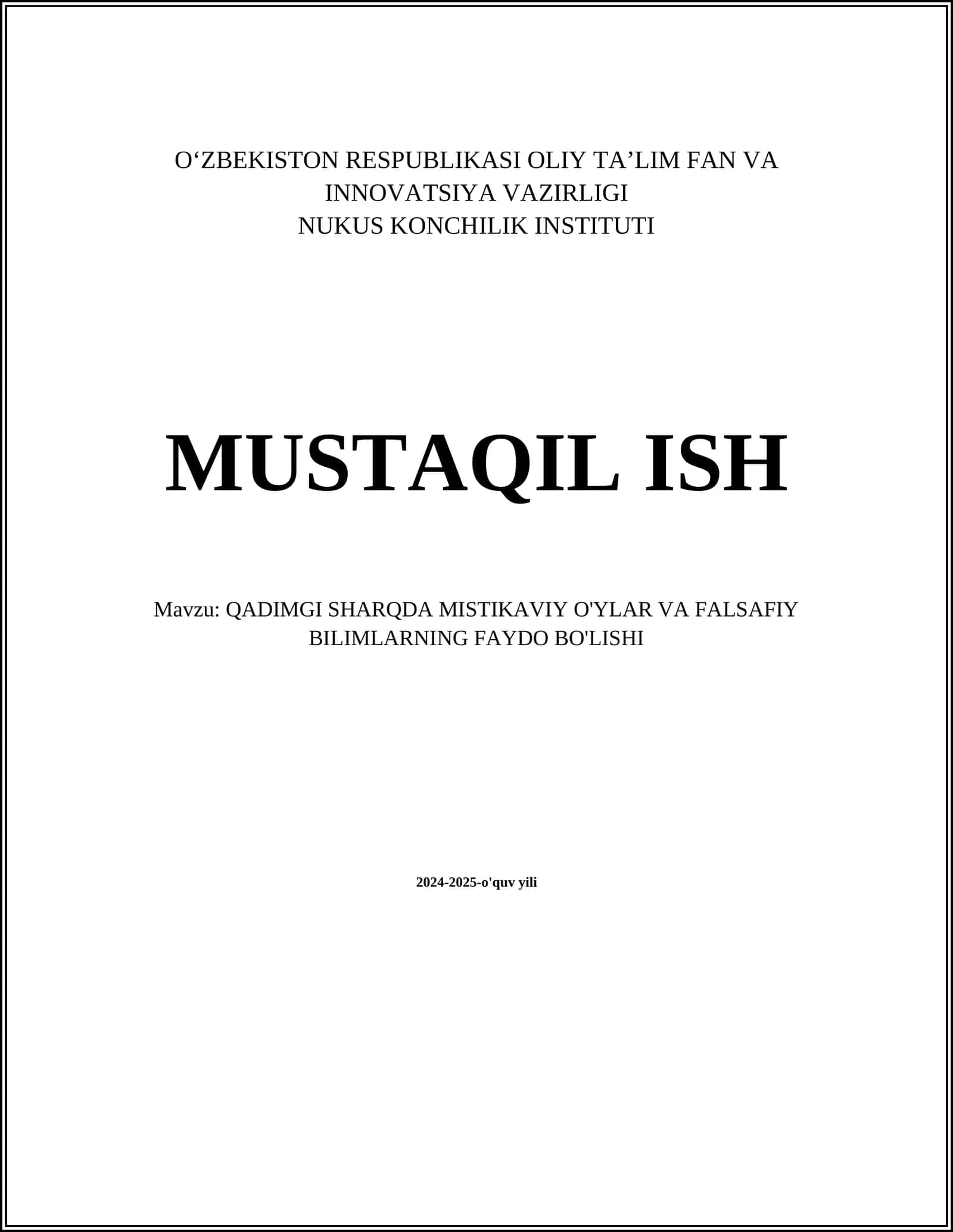 QADIMGI SHARQDA MISTIKAVIY O'YLAR VA FALSAFIY BILIMLARNING FAYDO BO'LISHI 1