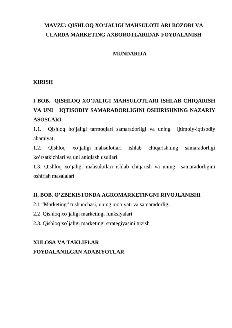 Qishloq xoʻjaligi mahsulotlari bozori va ularda marketing axborotlaridan foydalanish 1