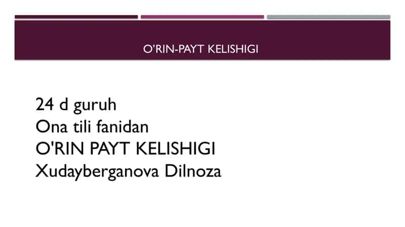 o'rin payt. 1
