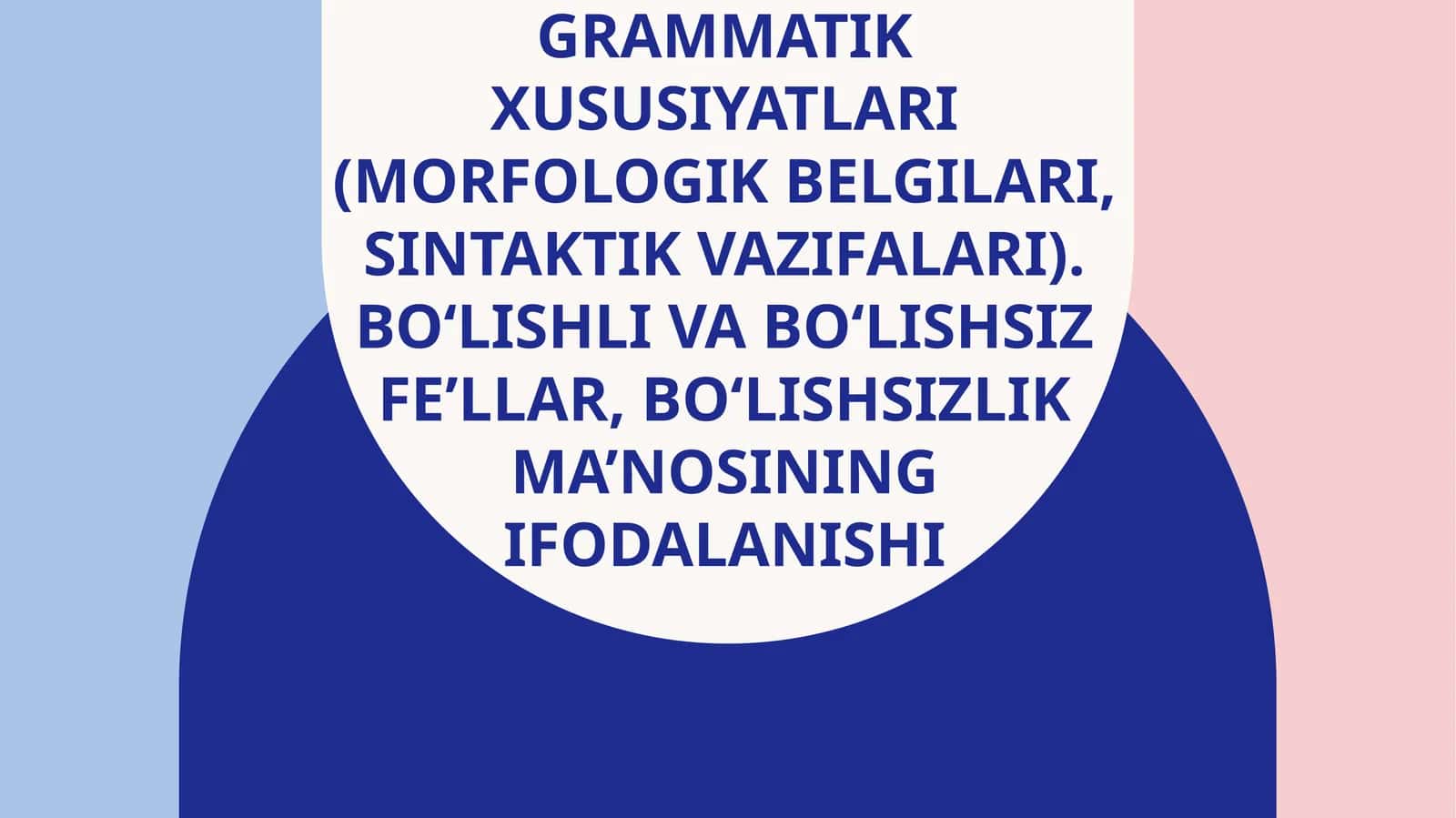 Fe’l. Fe’lning grammatik xususiyatlari (morfologik belgilari, sintaktik vazifalari). Bo‘lishli va bo‘lishsiz fe’llar, bo‘lishsizlik ma’nosining ifodalanishi 1