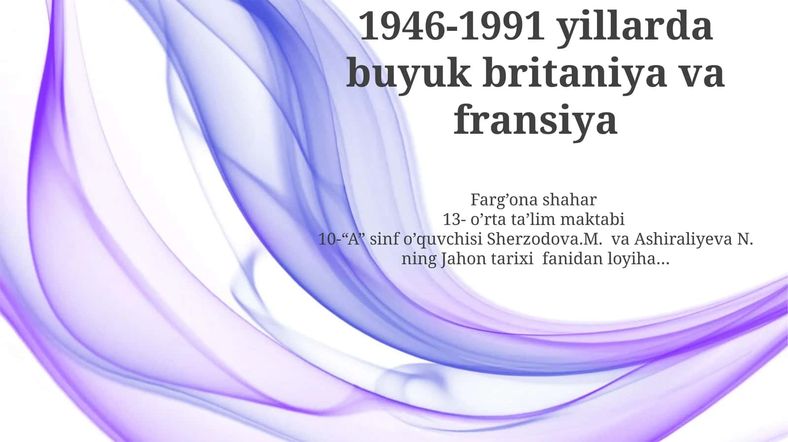 Urushdan keyingi tiklanish va dekolonizatsiya 1