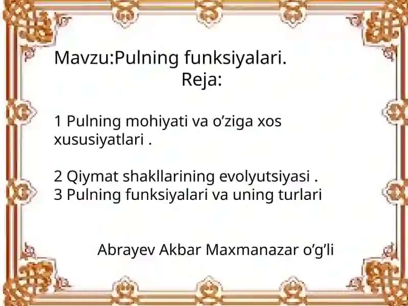 Pulning funksiyalari