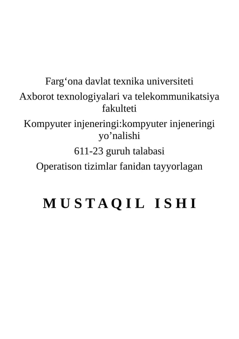 Operatsion tizimlar arxitekturasi 1