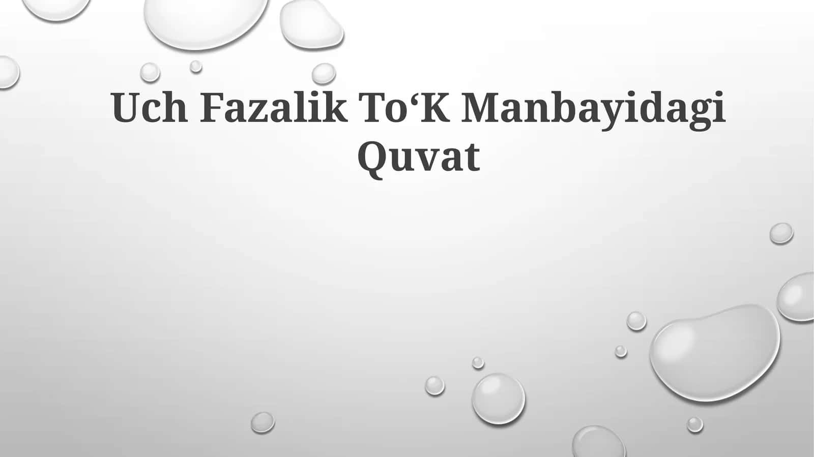 Uch Fazalik ToʻK Manbayidagi Quvat 1