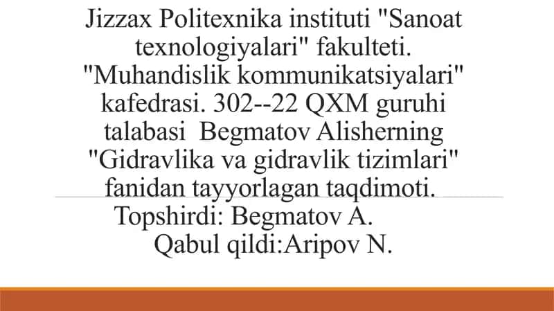 Elementar oqimcha uchun Bernulli tenglamasi 1