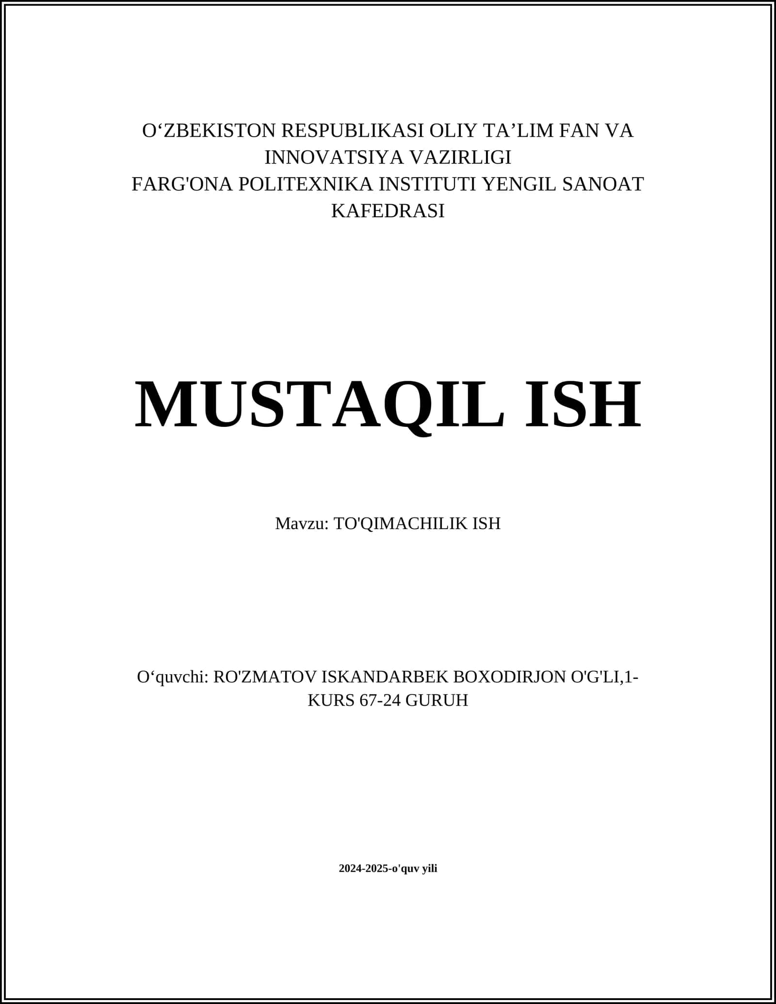 TO'QIMACHILIK ISH 1