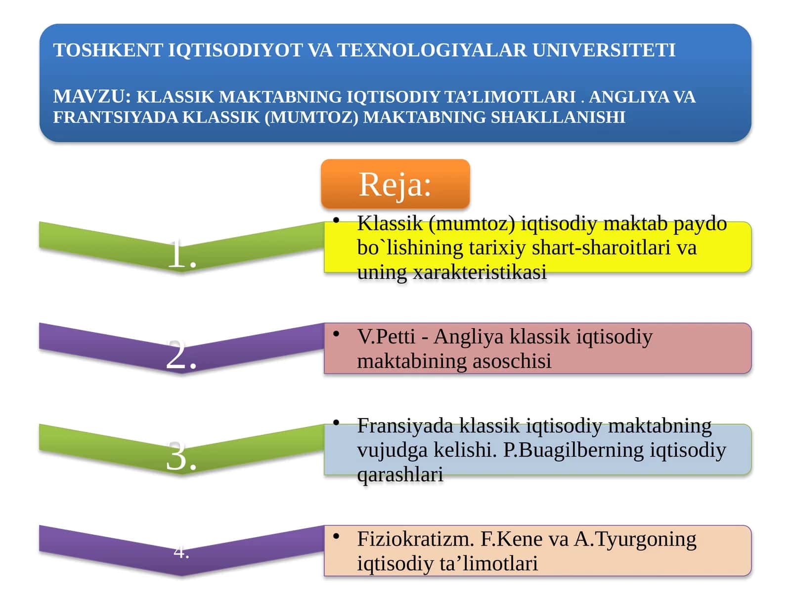Klassik (mumtoz) iqtisodiy maktab paydo bo`lishining tarixiy shart-sharoitlari va uning xarakteristikasi 1